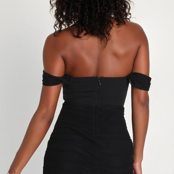 LULU’S Enticing Aura Black Ruched Off-the-Shoulder Corset Mini Dress - Picture 3 of 4